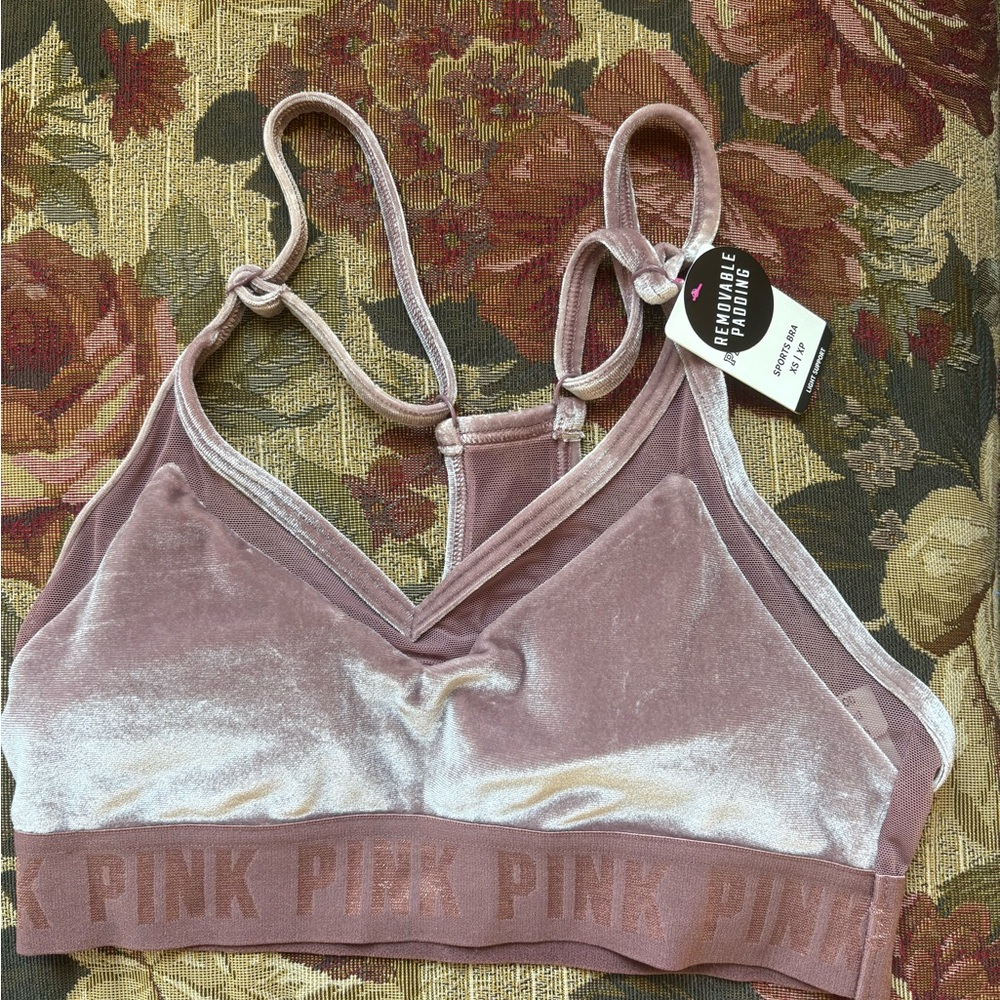 PINK Victoria's Secret Velvet Bralette in Mauve